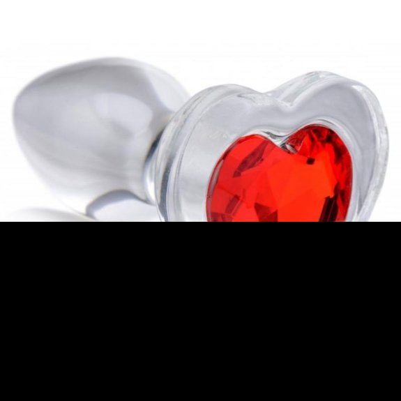 Red Heart Anaalplug Van Glas Met Steentje