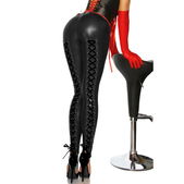 Wetlook-legging met zwarte veters