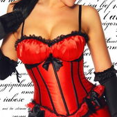 Rood- zwart Burlesque corset