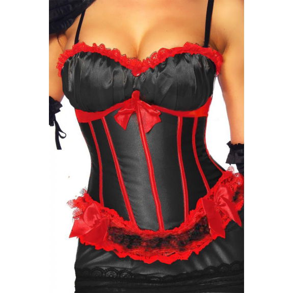 Zwart- rood Burlesque corset