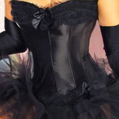 Satijnen burlesque corset ruches en strikken