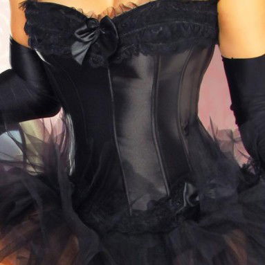 Satijnen burlesque corset ruches en strikken