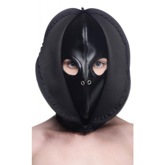 Strict Bondage Hoofd Masker Met Rits Aan De Voorkant