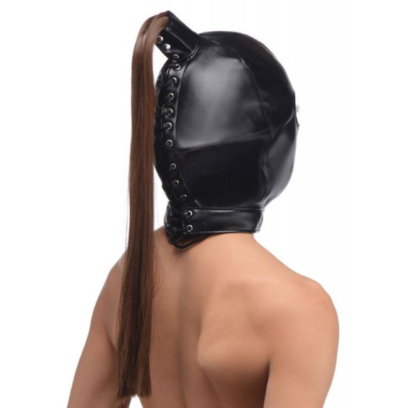 Strict Bondage Hoofd Masker Met Paardenstaart