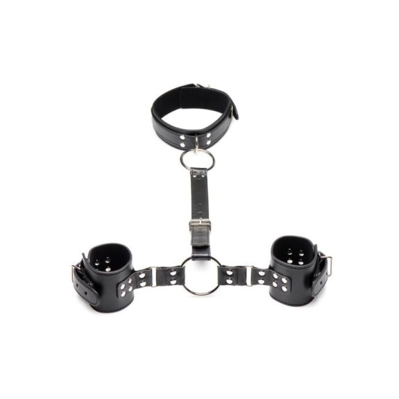 Strict Halsband Met Polsboeien Restraint Set - Zwart