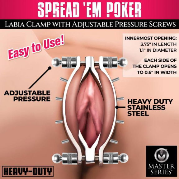 Master Series Spread 'Em Poker Vagina Klem met Verstelba