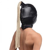Strict Ponytail Bondage Hood - Zwart