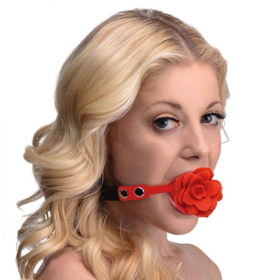 Master Series Blossom Siliconen Roos Gag - Rood