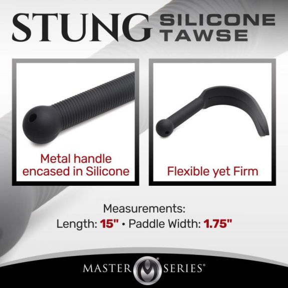 Master Series Stung Siliconen Zweep - Zwart