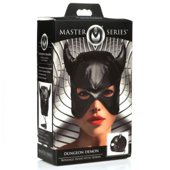 Dungeon Demon Bondage Masker Met Hoorns Dungeon Demon Bondage Masker Met Hoorns
