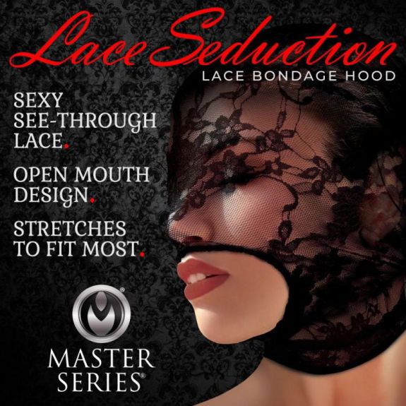 Master Series Lace Seduction Bondage Masker - Zwart