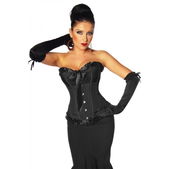 Satijnen burlesque corset strik zwart