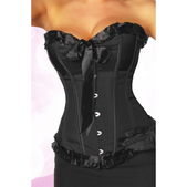 Satijnen burlesque corset strik zwart