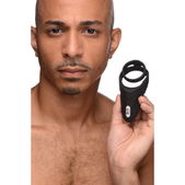 Trinity Men Vibrating Taint Stim Cock Ring - Zwart