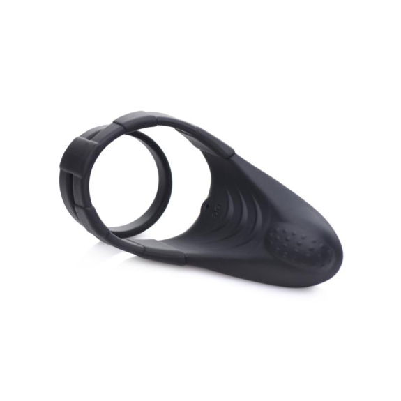 Trinity Men Vibrating Taint Stim Cock Ring - Zwart