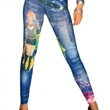 Legging met spijkerbroekprint