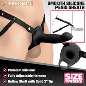 Size Matters Gladde Siliconen Penis Sleeve - Zwart