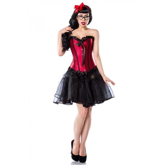 Rockabilly corset zwart-rood
