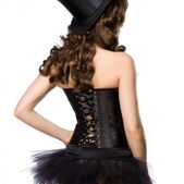 Satijnen corset met strass steentjes