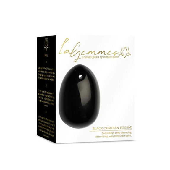 La Gemmes Yoni Ei - Maat M - Zwarte Obsidiaan