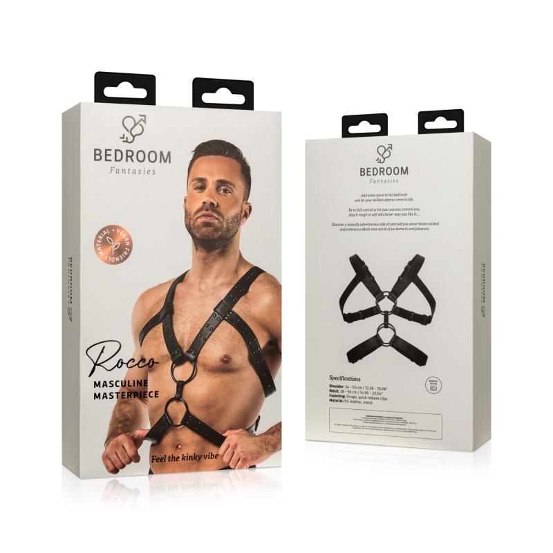 Rocco Bondage Harnas - Zwart - afbeelding 3