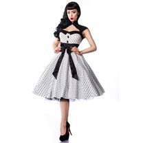 Rockabilly-jurk wit/zwart stip