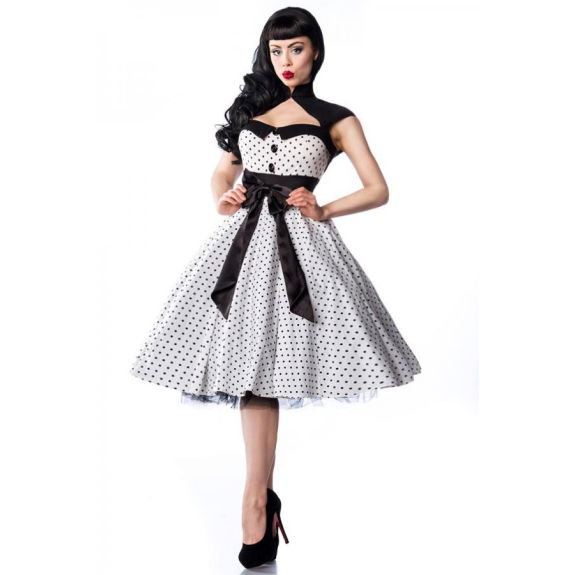 Rockabilly-jurk wit/zwart stip