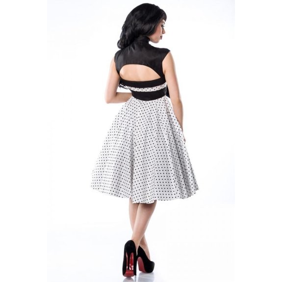 Rockabilly-jurk wit/zwart stip