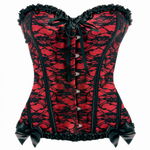 Scarlet Seduction Kanten Korset & String - Zwart/Rood Scarlet Seduction Kanten Korset & String - Zwart/Rood