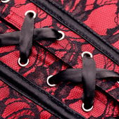 Scarlet Seduction Kanten Korset & String - Zwart/Rood
