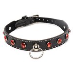 Diamanten Choker Met O-Ring - Zwart/Rood Diamanten Choker Met O-Ring - Zwart/Rood