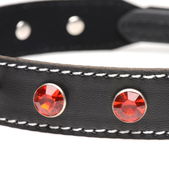 Strict Diamanten Choker Met O-Ring - Zwart/Rood