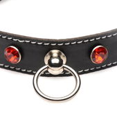 Strict Diamanten Choker Met O-Ring - Zwart/Rood