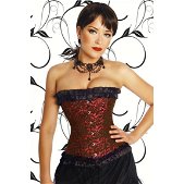 Halfborst corset zwart-rood