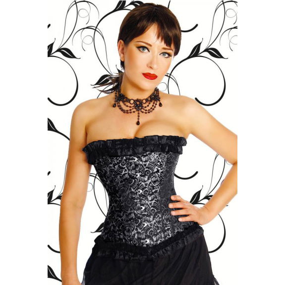 Halfborst corset zwart-zilver