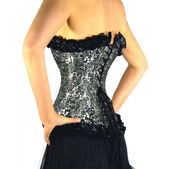 Halfborst corset zwart-zilver