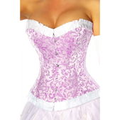 Brokaat corset wit-roze