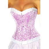 Brokaat corset wit-roze