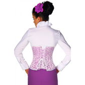 Onderbust brokaat corset wit-roze