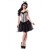 Rockabilly corset zwart-wit gestipt
