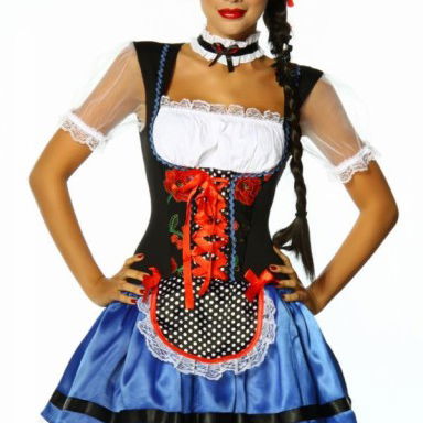 Dirndl jurk rood/zwart/wit