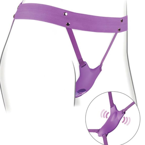 Vlinderharnas met vibratie en afstandsbediening paars