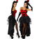 5-delig burlesque kostuum zwart-rood