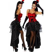 5-delig burlesque kostuum zwart-rood