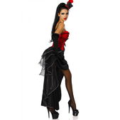 5-delig burlesque kostuum zwart-rood