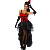 5-delig burlesque kostuum zwart-rood