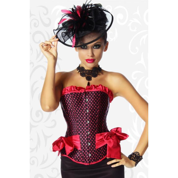 Burlesque corset rood ruches strikken
