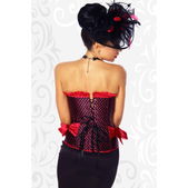 Burlesque corset rood ruches strikken