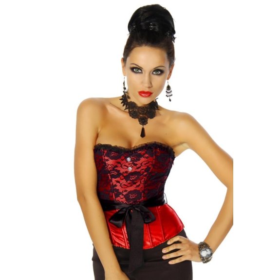 Konijn licht fysiek Rood corset kanten top - Burlesque online