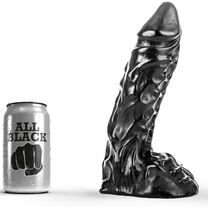 All Black - Dildo 23 cm met Aders - Zwart